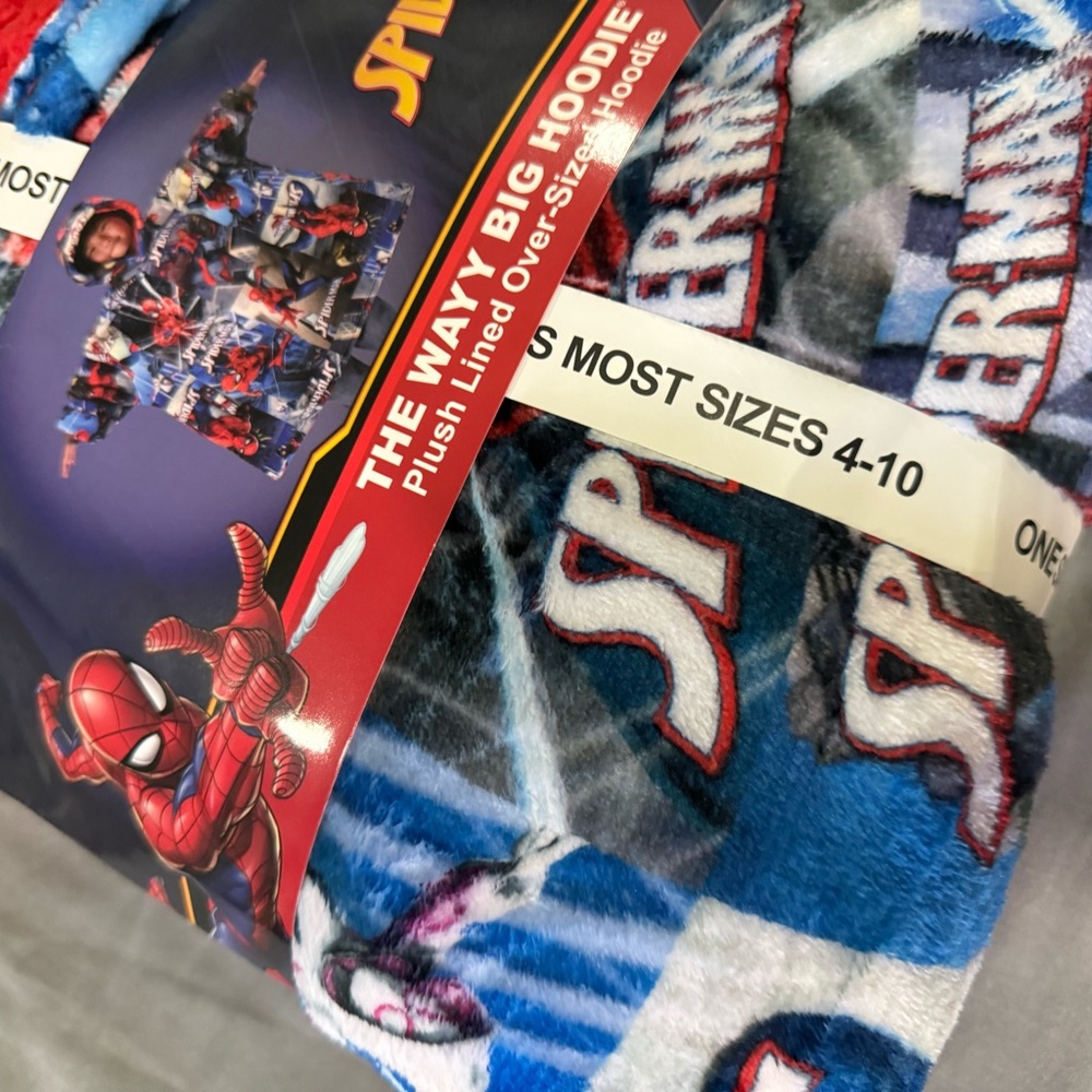 Marvel Spider-Man Oversized Hoodie Blanket - Red Blue Gray - Picture 3 of 4